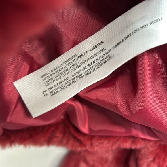 Band Of The Free Val Faux Fur Chevron collard Rhubarb red Jacket coat Small - Picture 10 of 11